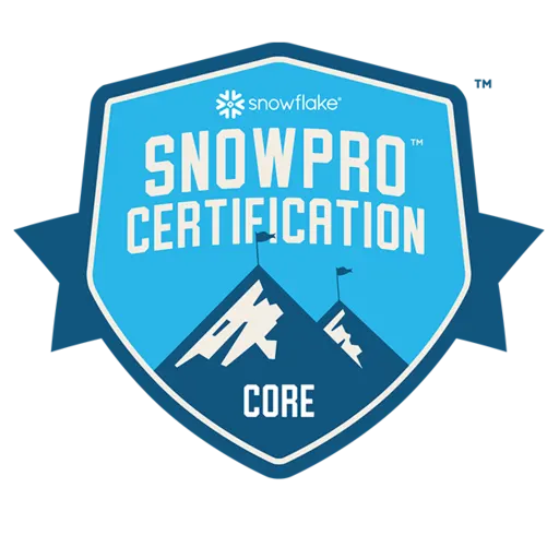 SnowPro Core Snowflake certification badge